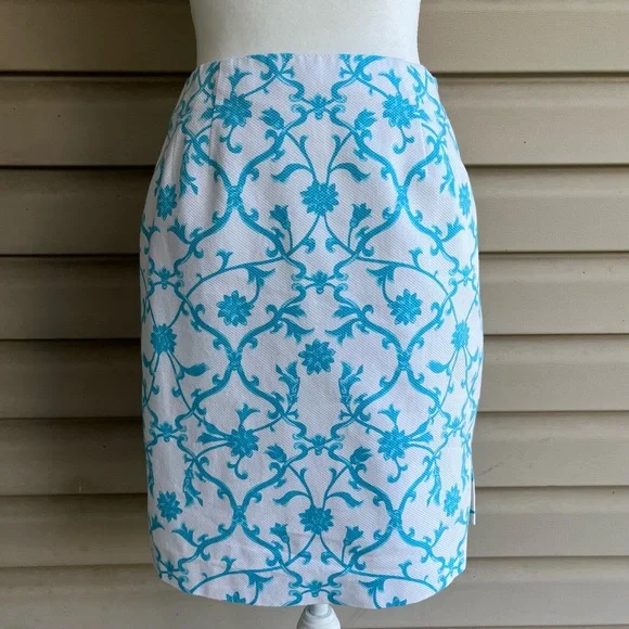 •Talbots• Floral cotton Pique Pencil Skirt - Size 6 P - Picture 1 of 9